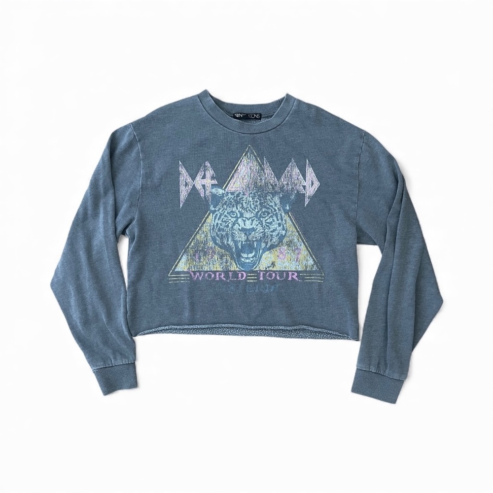 Vinyl Icons Def Leppard Cropped Long Sleeve Sweatshirt Size M - Picture 2 of 9